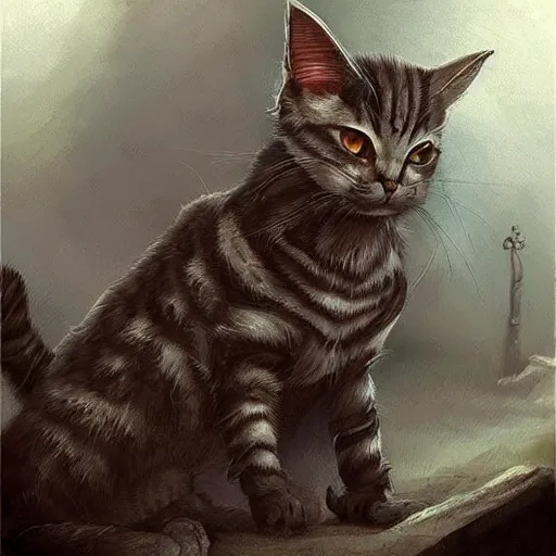 Prompt: a necromancer cat, fantasy art