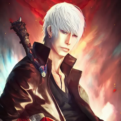 beautiful anime art of Dante from devil may cry by, Stable Diffusion