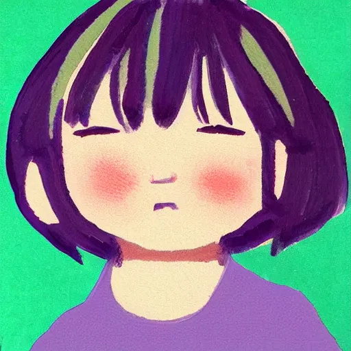 Image similar to cute little boy, purple color palette, art made by mitsuhiro kimura,