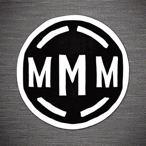 Prompt: letter m wooden best logo black and white