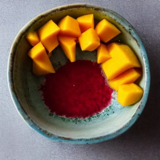 Prompt: A mango in a bowl