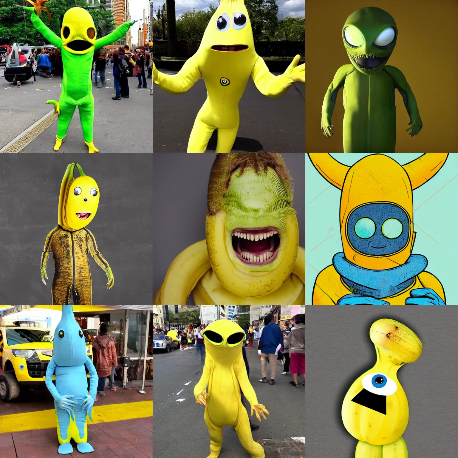 Prompt: alien in banana suit