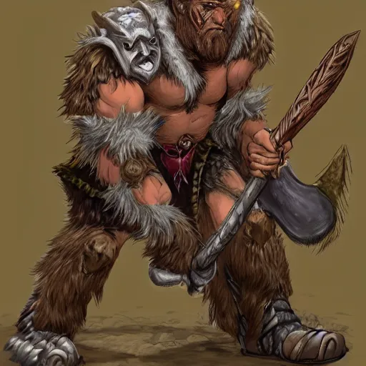 Image similar to Character portrait, face close up: Human Male Barbarian/Druid. Wolf, demon axe, hell. In the style of Ralph Horsley