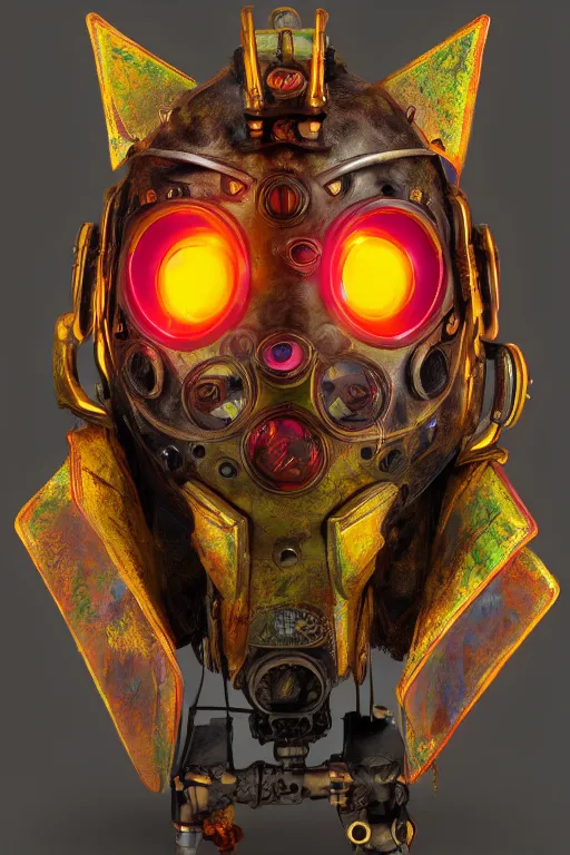 Image similar to colorful vivid steampunk mask minimalist fantasy art robot ninja helmet, global illumination ray tracing hdr fanart arstation by sung choi and eric pfeiffer and gabriel garza and casper konefal