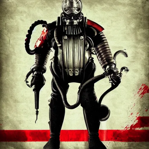 Image similar to joe biden bioshock big daddy, bioshock screenshot lovecraftian fan art, swimming, patriot, artgerm