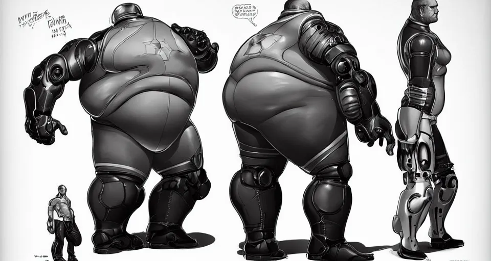 Prompt: an overweight, middle aged man with four sci fi robotic arms fused to his back. by artgerm, character concept, artstation.