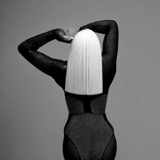 Image similar to sia furler leotard photoshoot artistic from behind