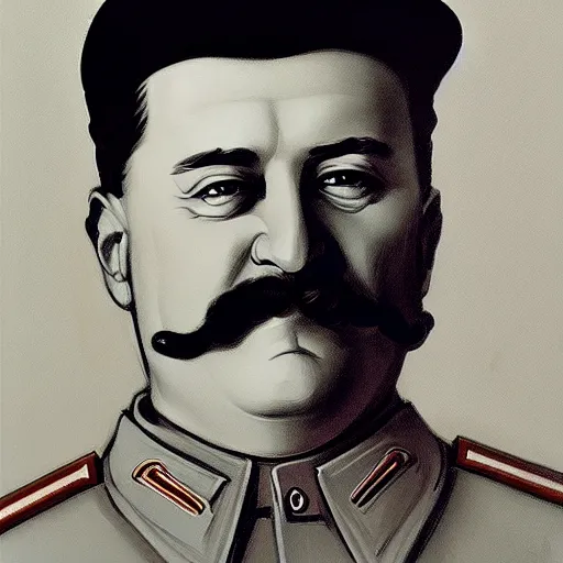 Image similar to portrait of iosif stalin style of james jean