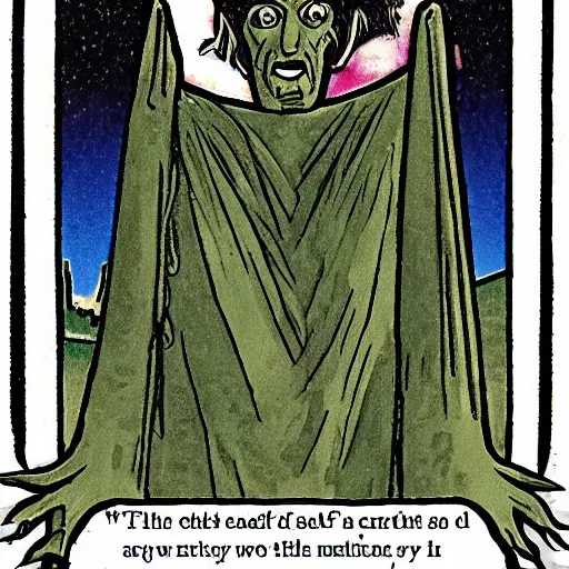 Image similar to tarot card depicting a universal monster,