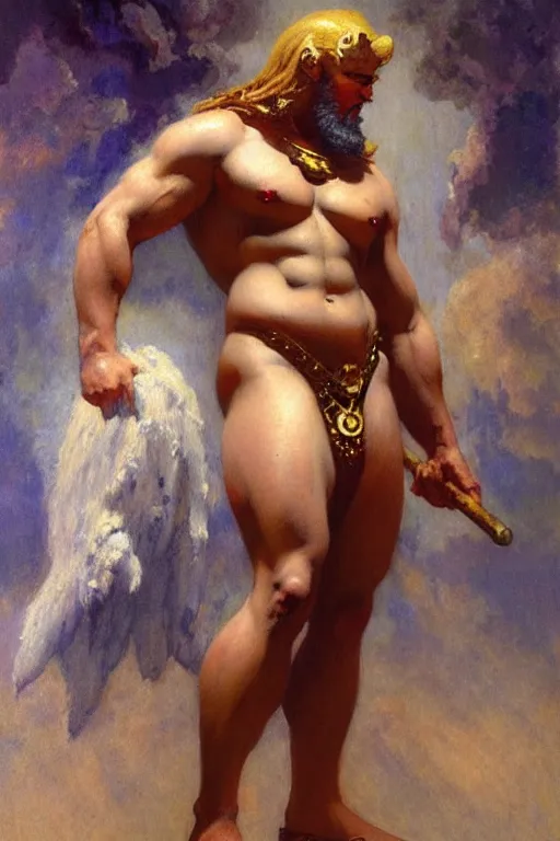 Image similar to zeus, character design, painting by gaston bussiere, katsuya terada, frank frazetta, tom of finland, trending on artstation