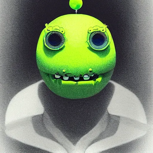 Image similar to Lofi vaporwave portrait tennis ball monster,chalk, Pixar style, Tristan Eaton, Stanley Artgerm, Tom Bagshaw, Basil Gogos