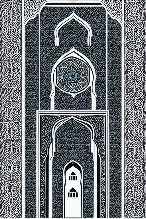 Image similar to minimalist boho style art of a mosque, illustration, vector art