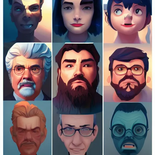 Image similar to face icon stylized minimalist george lucas, loftis, cory behance hd by jesper ejsing, by rhads, makoto shinkai and lois van baarle, ilya kuvshinov, rossdraws global illumination