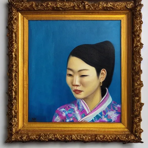 Prompt: an Asian woman oil painting