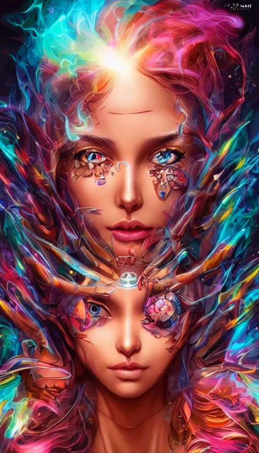 Prompt: psytrance artwork, by artgerm