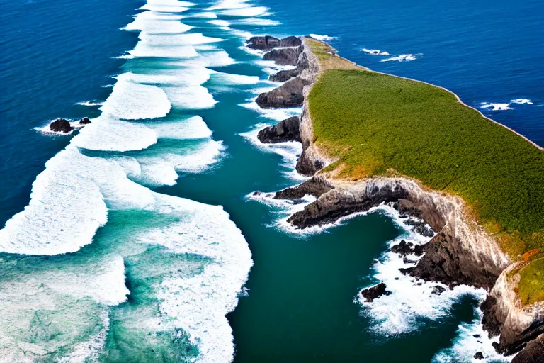 Prompt: imax aerial view of coast