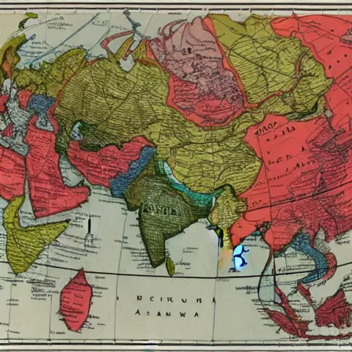 Image similar to monochrome map of Asia with USSR highlighted, 1945