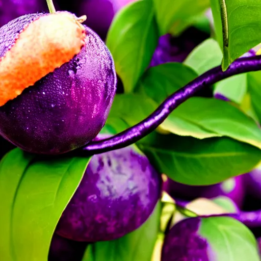 Prompt: purple sentient fruit