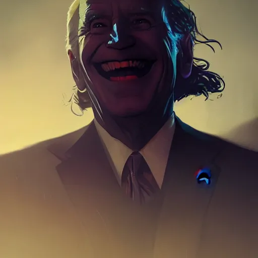 Image similar to joe biden as the joker, dramatic lighting, cinematic, establishing shot, extremly high detail, photorealistic, cinematic lighting, artstation, style by greg rutkowski