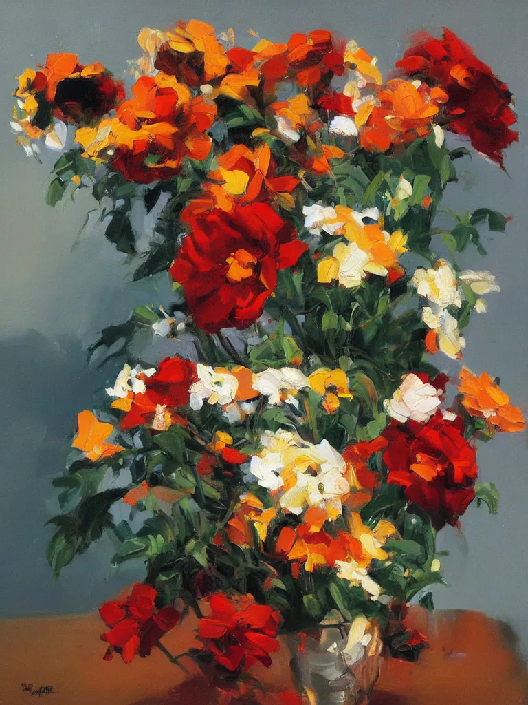 Image similar to gorgeousflowers by Ben aronson, oil on canvas