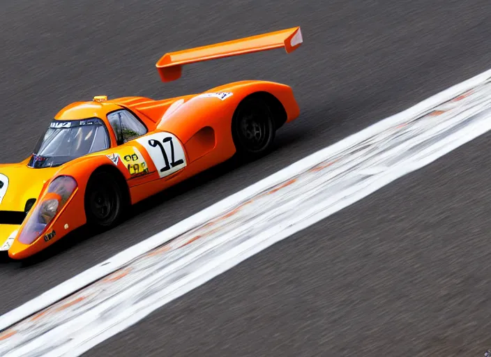 Image similar to Dauer 962 LeMans road car racing down high way motion blur front side view