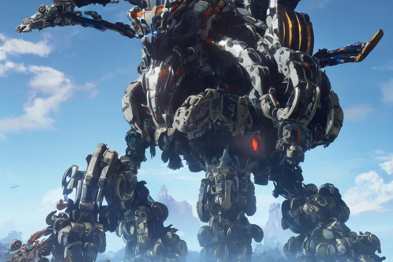 Image similar to watcher machine mecha animal beast robot of horizon forbidden west horizon zero dawn bioluminiscence global illumination ray tracing hdr fanart arstation by sung choi and eric pfeiffer and gabriel garza and casper konefal