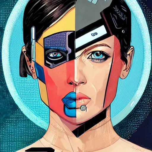 Image similar to portrait of a female android, by MARVEL comics and Sandra Chevrier