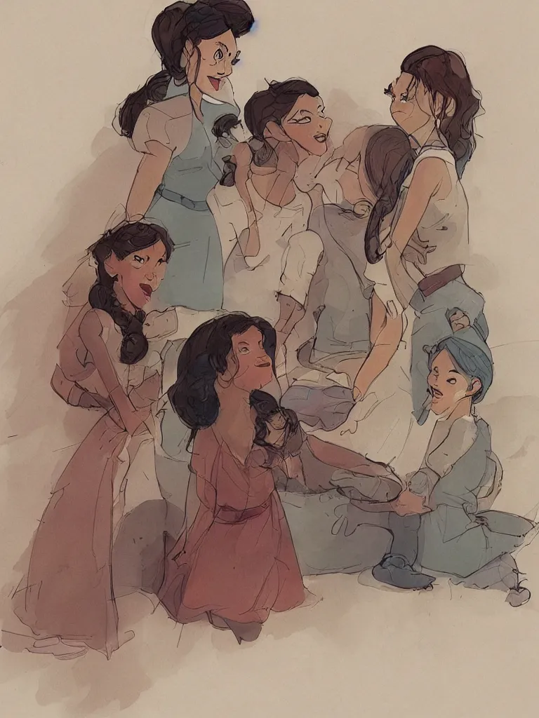 Image similar to sisterhood by disney concept artists, blunt borders, rule of thirds