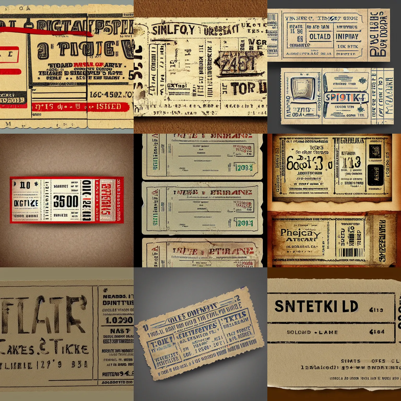 Prompt: a single old looking ticket in paper, photorealistic, vintage, worn, trending on artstation