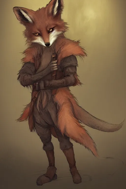 Image similar to an anthropomorphic medieval fox with a fluffy tail, backlighting, trending on artstation, digital art, furry art, trending on furaffinity, fantasy art, by kawacy