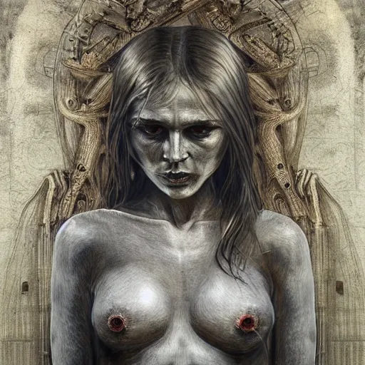 Image similar to mother, artwork by H R Giger and WLOP