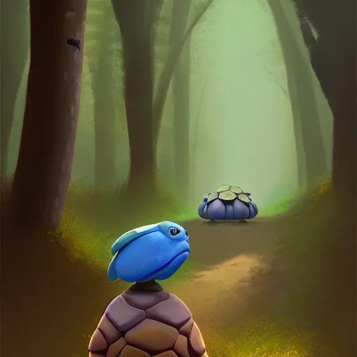 Image similar to Goro Fujita a portrait of an anthropomorphic A tortoise walking through the forest, painting by Goro Fujita, ArtStation