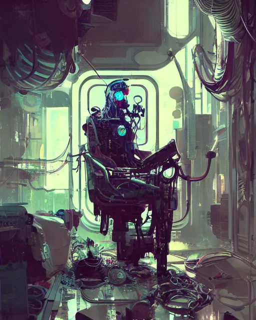 Prompt: neon medical machinery cyberpunk futuristic, reflective engine, decorated with traditional ornaments in a white room with piles of garbage by ismail inceoglu dragan bibin hans thoma, perfect face, fine details, realistic shaded, fine - face, pretty face
