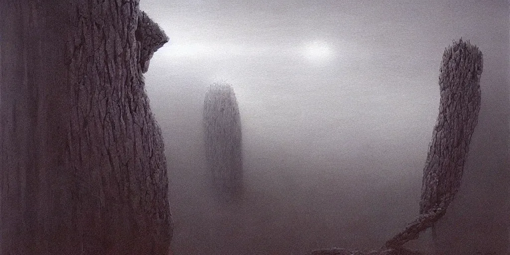 Image similar to cinematic oil painting, zdzislaw beksinski