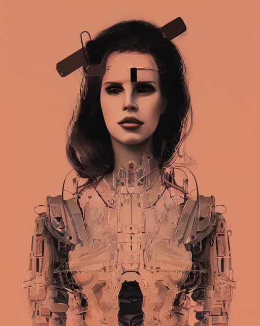 Image similar to portrait of Lana Del Rey as a cyborg. intricate abstract. intricate artwork. by Tooth Wu, wlop, beeple, dan mumford. mulholland drive by david lynch, dune by david lynch, octane render, trending on artstation, greg rutkowski very coherent symmetrical artwork. cinematic, hyper realism, high detail, octane render, 8k, iridescent accents