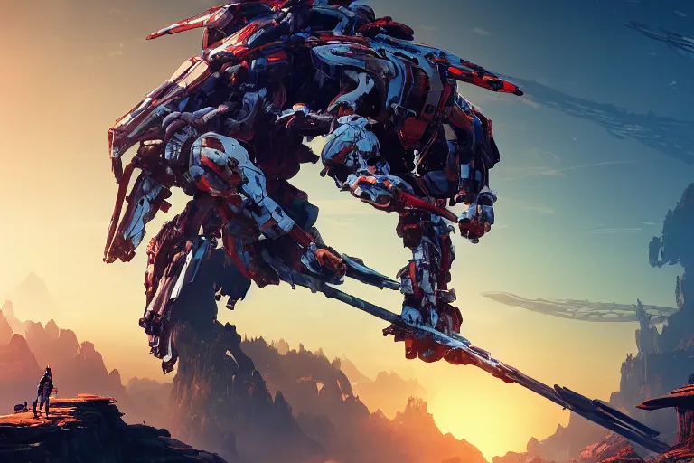 Image similar to strider machine mecanical creature robot of horizon forbidden west horizon zero dawn bioluminiscence global illumination ray tracing hdr fanart arstation by ian pesty and alena aenami artworks in 4 k