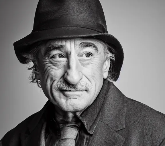 Image similar to a studio photograph of Robert DeNiro; f/1.4; 90mm