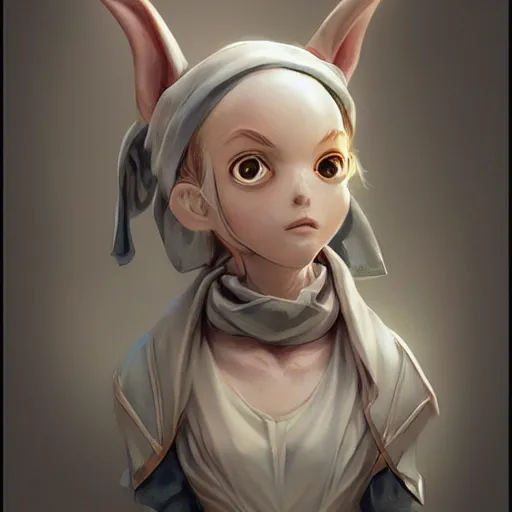 Image similar to Goblin Cleric with large expressive eyes and a scarf, hatched ear, highly detailed, by Range Murata, artgerm, digital illustration, beautiful, concept art, trending on artstation, 4k