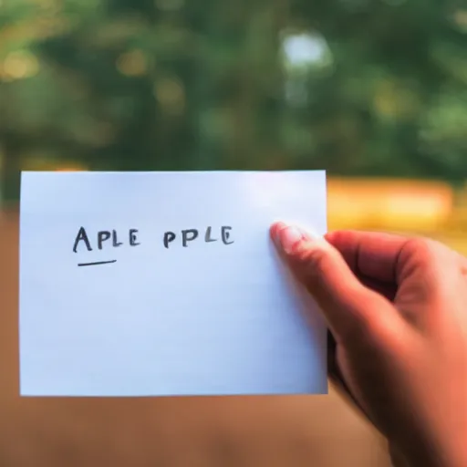 Image similar to a piece of paper with apple written on it