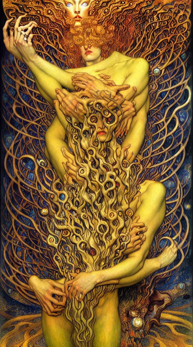 Image similar to Divine Chaos Engine by Karol Bak, Jean Delville, William Blake, Gustav Klimt, and Vincent Van Gogh, symbolist, visionary