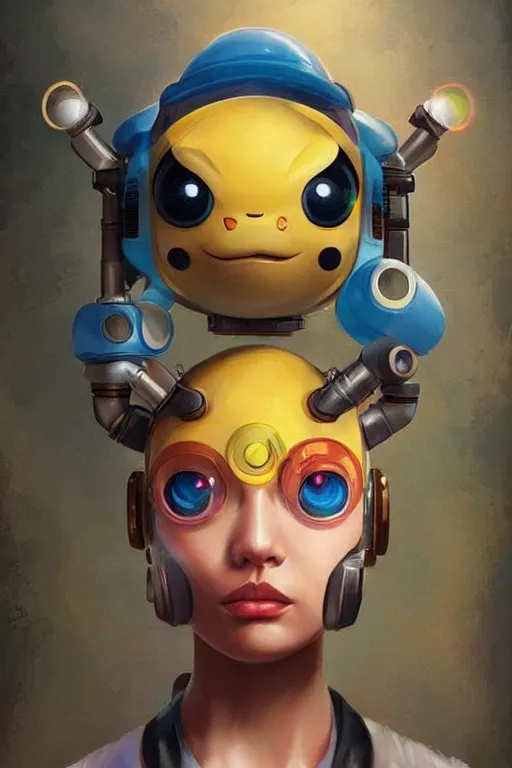 Image similar to lofi BioPunk Pokemon Pikachu portrait Pixar style by Tristan Eaton_Stanley Artgerm and Tom Bagshaw,