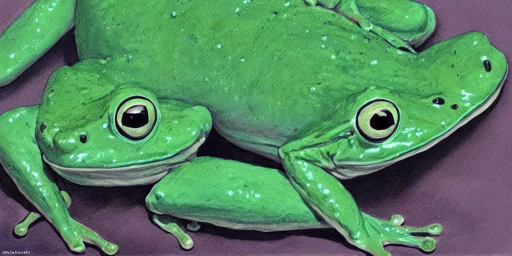 Prompt: “ a frog posing in lewd positions, hyper realism ”