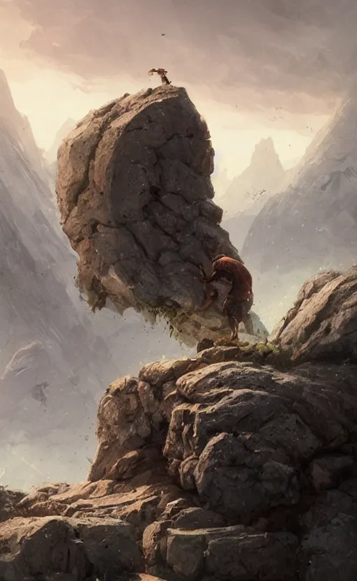 Prompt: a stone giant eating a big rock, greg rutkowski, 8 k, shallow depth of field, intricate detail, concept art,