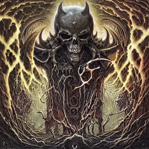Prompt: death metal album artwork by Dan Seagrave