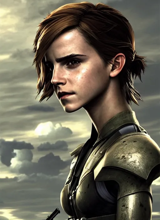 Image similar to emma watson wearing metal gear armor dramatic lighting cinematic cinematic lighting art by Richard Schmid by Yoji Shinkawa by greg rutkowski