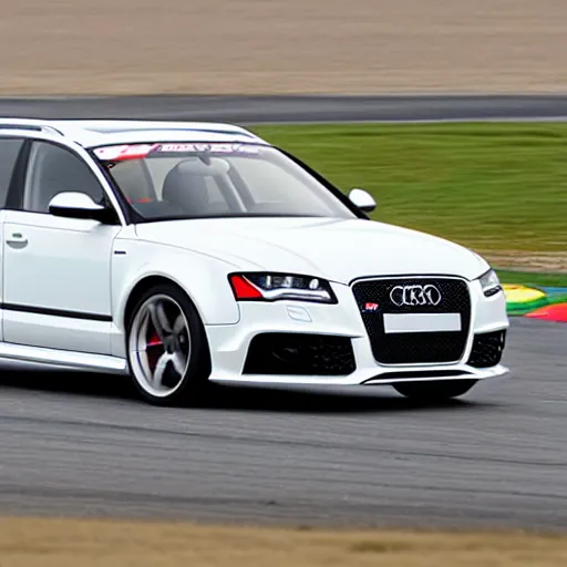 Denim Blue Audi A4 B8 Avant (2012) on a mountain road, Stable Diffusion