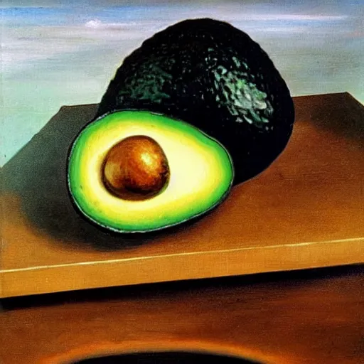 Image similar to avocado on toast on a coffee table by salvador dali, oil on canvas