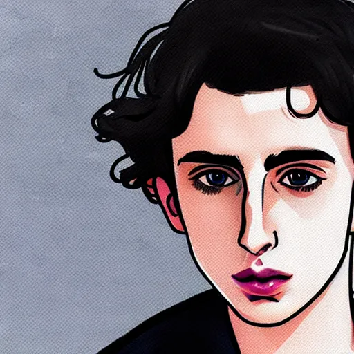 Image similar to portrait of timothee chalamet, anime style