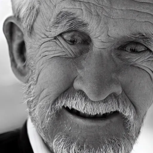 Image similar to electron microscope image of a smiling old man