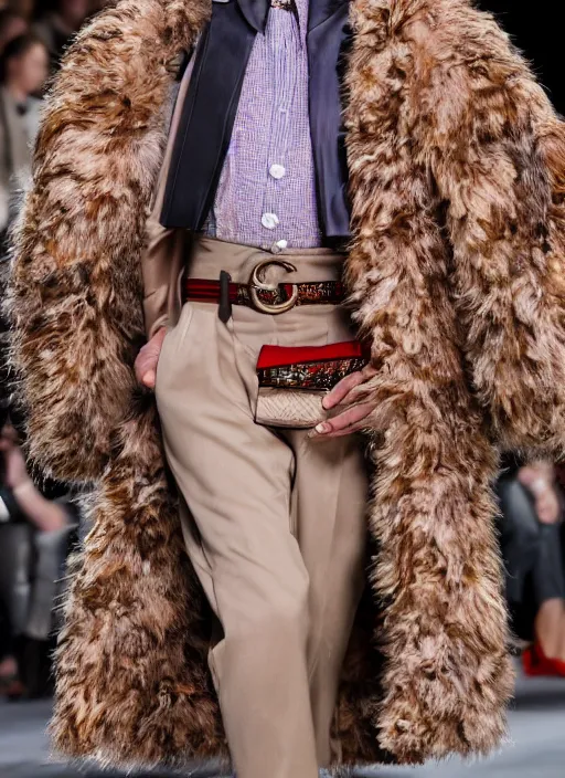 Image similar to hyperrealistic and heavy detailed gucci runway show of albert einstein, leica sl 2 5 0 mm, vivid color, high quality, high textured, real life